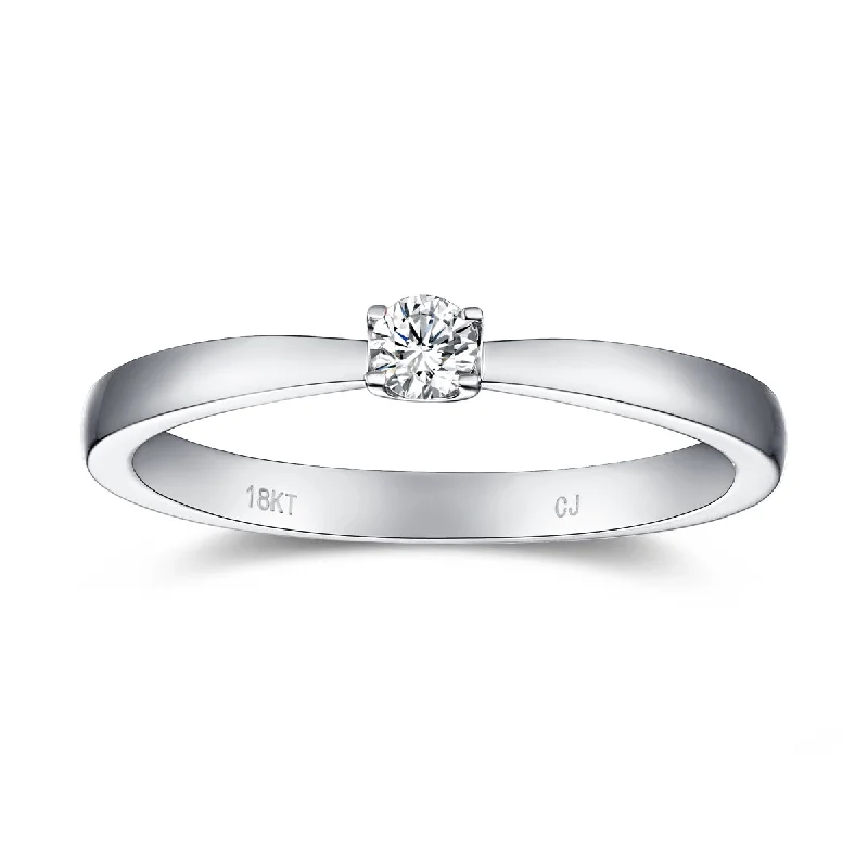 Custom - Engraved Wedding Bands with Personalized MessagesWhite Gold Diamond Solitaire Promise Ring - S2012171