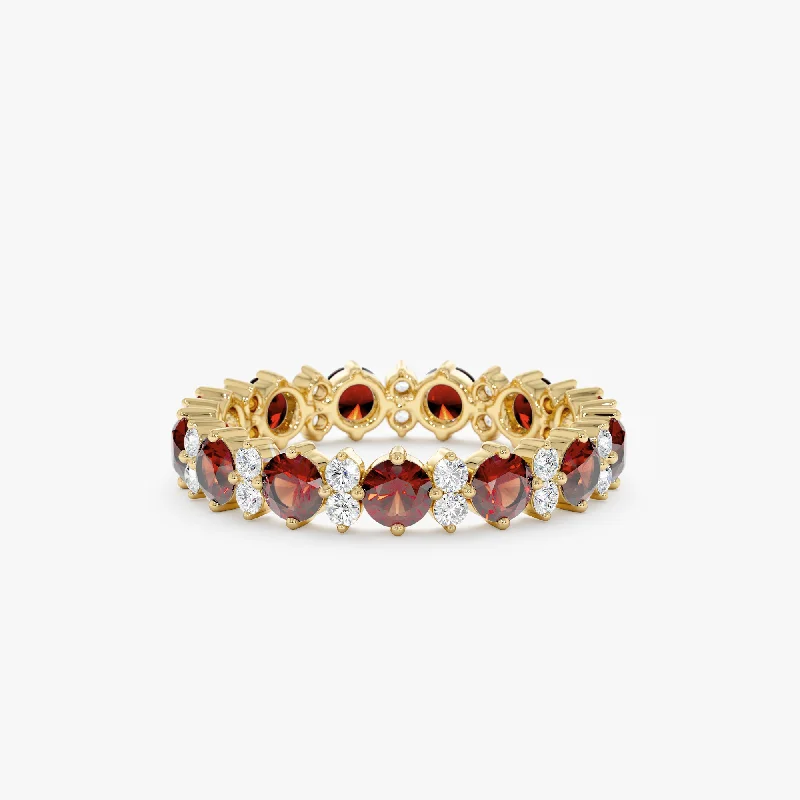 Rustic - Style Wedding Bands Made from Recycled MetalsGarnet and Diamond Eternity Band, Ariel