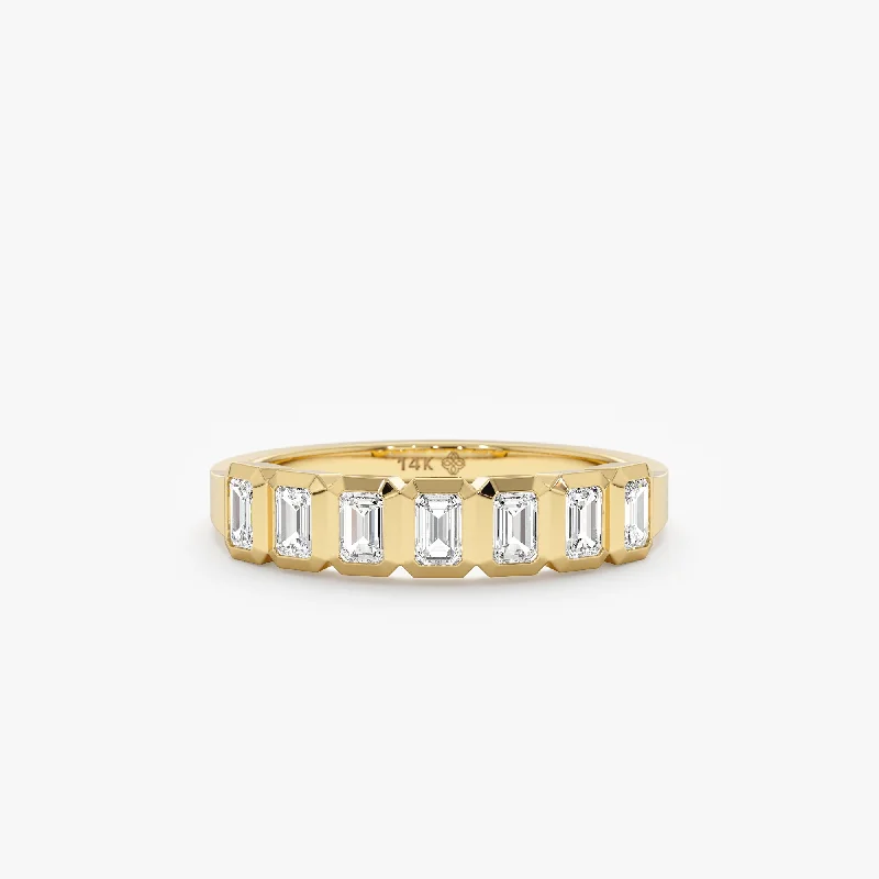 Wedding Bands with Symbolic Infinity Sign CarvingsEmerald Cut Diamond Half Eternity Ring, Emory