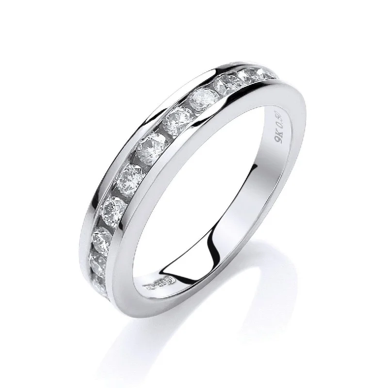 Rustic - Style Wedding Bands Made from Recycled Metals9ct White Gold 0.50ct Diamond Channel Set Eternity Ring