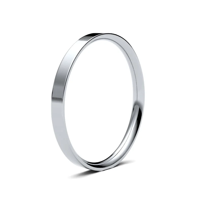 Cobalt Chrome Wedding Bands with High - Polish ShinesLadies Flat Court Ring