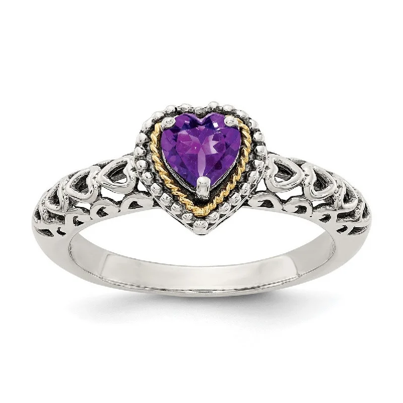 Alexandrite Gemstone Rings with a Chameleon - like Color ChangeCurata 925 Sterling Silver Polished Prong set With 14k Amethyst Ring