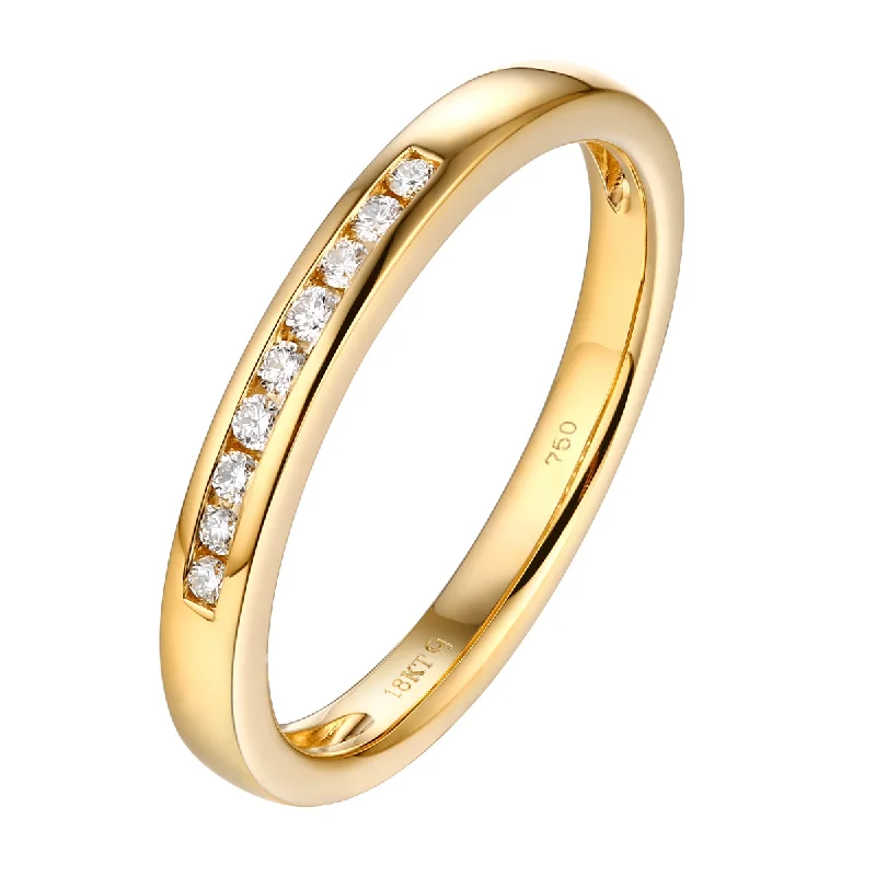 Cobalt Chrome Wedding Bands with High - Polish Shines14KT Yellow Gold 7 Diamond Channel Band - S201982B