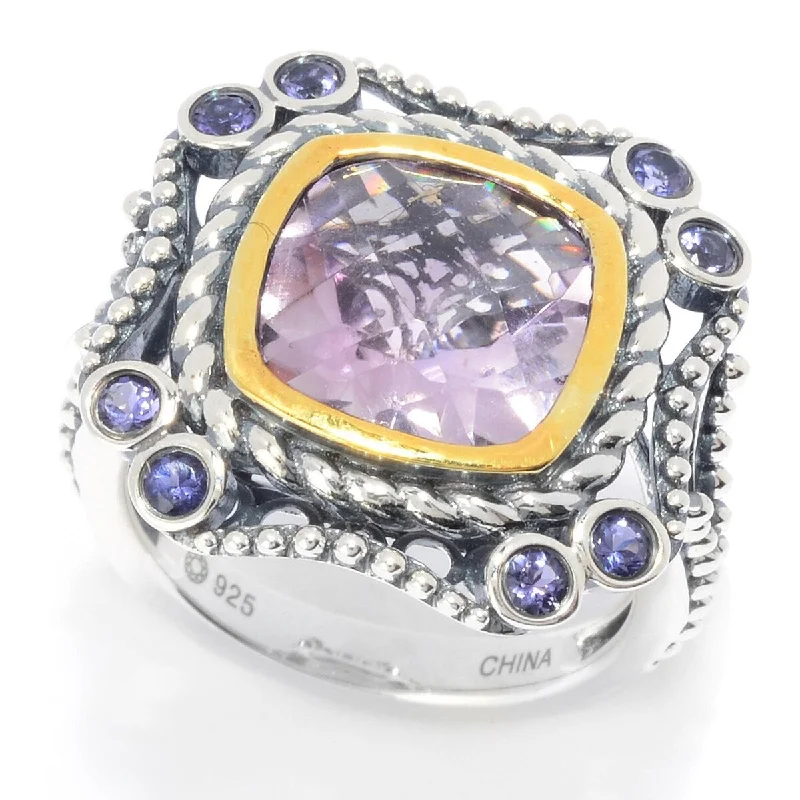 Moonstone Gemstone Rings with a Mysterious SheenSterling Silver 10mm Cushion Shaped Pink Amethyst Textured Ring