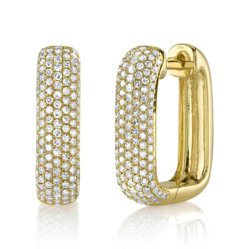 0.59CT DIAMOND PAVE RECTANGLE HOOP EARRING