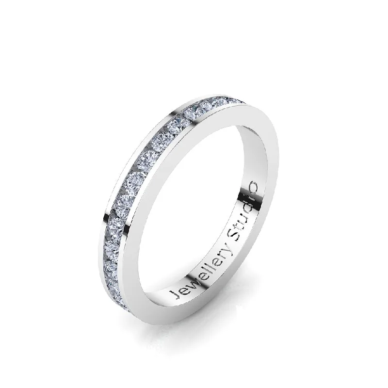 Laser - Cut Wedding Bands with Intricate Geometric PatternsLadies Eternity Ring with 1.00ct of Channel Set Diamonds