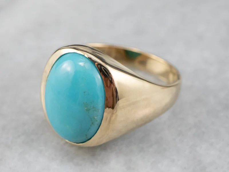 Topaz Gemstone Rings with a Faceted Cut and Shimmering EffectVintage Turquoise Gold Ring