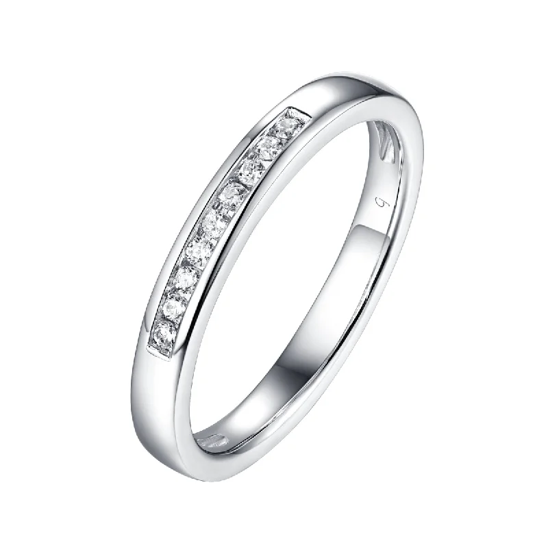 Braided Metal Wedding Bands in a Contemporary Style14KT White Gold 9 Diamond Channel Band - S201982B