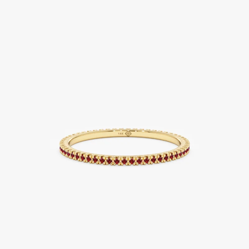 Braided Metal Wedding Bands in a Contemporary StyleProng Set Ruby Eternity Band, Kiki