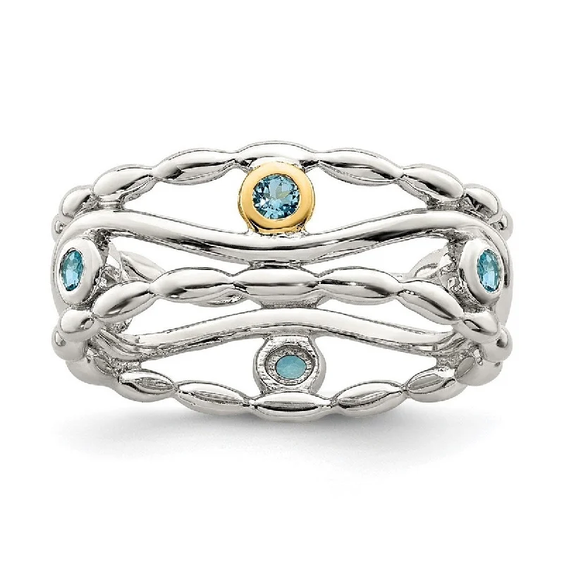 Moonstone Gemstone Rings with a Mysterious SheenCurata 925 Sterling Silver With 14k Accent Light Swiss Blue Topaz Ring