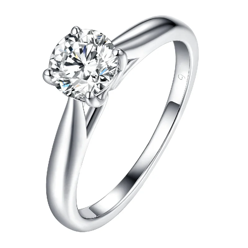 Wedding Bands with Hidden Diamond Halo Under the SettingSolitaire Engagement Ring S201895