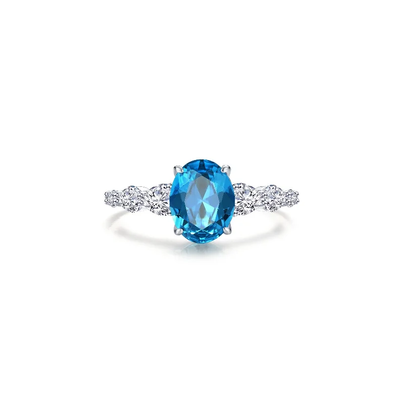 Lafonn Classic Oval Blue Blue Topaz Ring R0540BTP