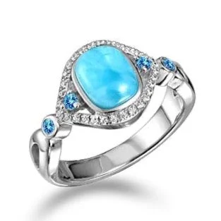 Topaz Gemstone Rings with a Faceted Cut and Shimmering EffectLarimar Crystalline Mandorla Ring by Alamea