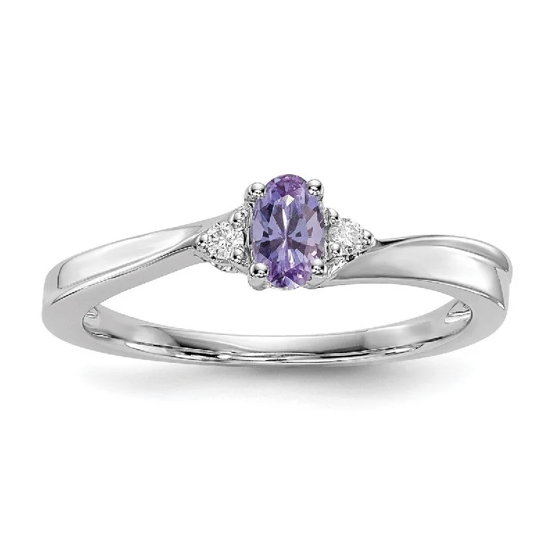 Amethyst Gemstone Rings with Sterling Silver Braided BandsCurata 925 Sterling Silver Rhodium Plated Created Alexandrite Ring