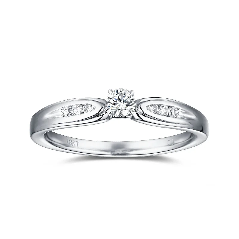 Rustic - Style Wedding Bands Made from Recycled MetalsWhite Gold Diamond Solitaire Plus Promise Ring - S2012173