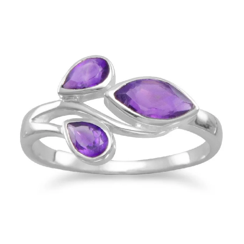 Opal Gemstone Rings with a Rainbow - Hued Play of ColorSterling Silver Pear and Marquise Amethyst Ring - Size 6.75