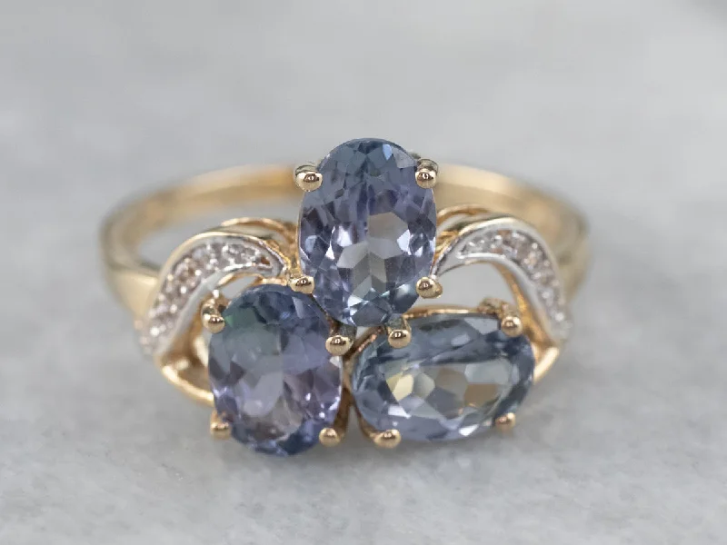 Aquamarine Gemstone Rings with a Nautical - Themed SettingTanzanite White Sapphire Gold Ring