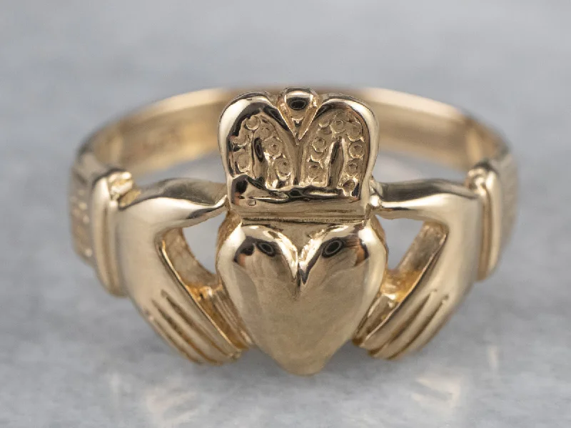 Jade Gemstone Rings with Intricate CarvingsClassic 14K Gold Claddagh Ring