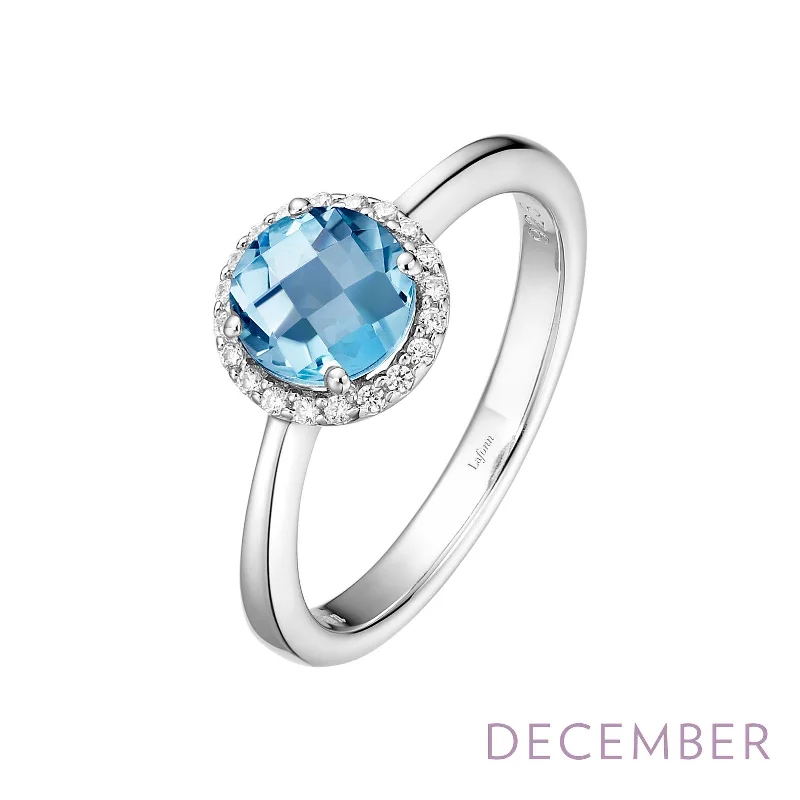 Lafonn Birthstone Round December Blue Topaz Ring BR001BTP