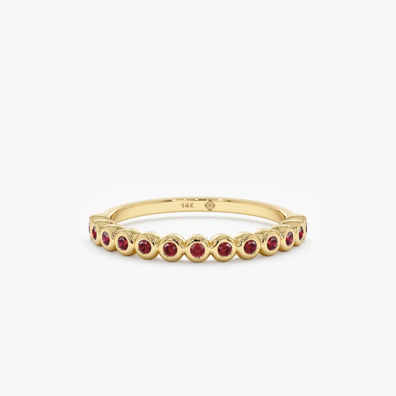 Two - Tone Wedding Bands Combining Yellow Gold and PalladiumRuby Half Eternity Band, Arleth