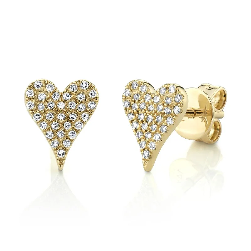 AMOR 0.14 CT. DIAMOND PAVE HEART STUD EARRINGS