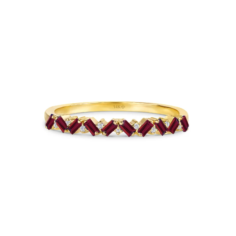 Two - Tone Wedding Bands Combining Yellow Gold and PalladiumRuby and Diamond Garland Ring, Fallon