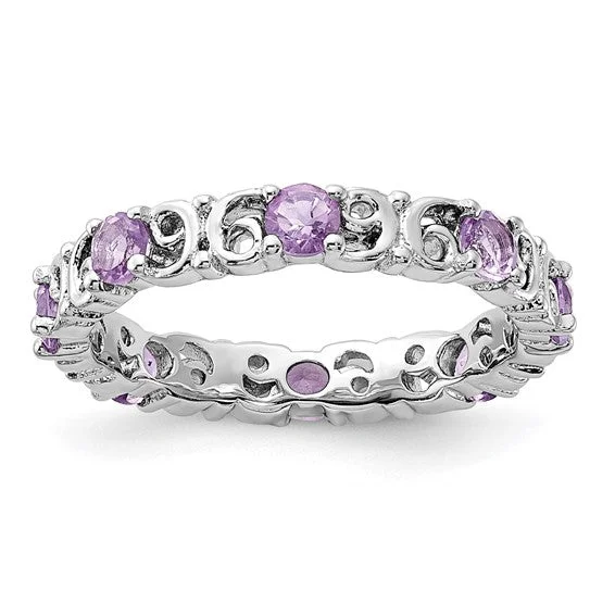 Tanzanite Gemstone Rings with Platinum Milgrain DetailingSterling Silver Stackable Expressions Amethyst Filigree Ring