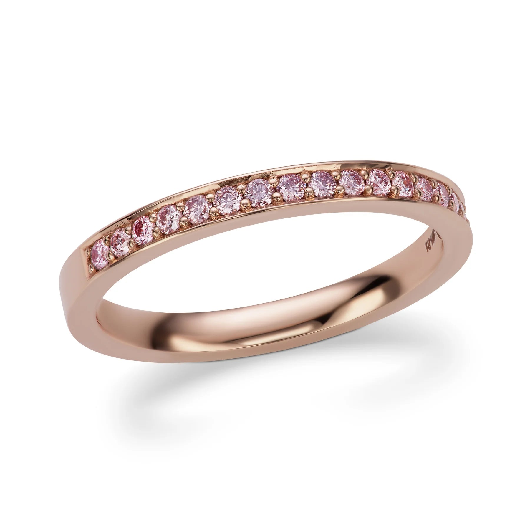 Platinum Wedding Bands with Micro - Pave Diamond AccentsMila - Argyle Pink