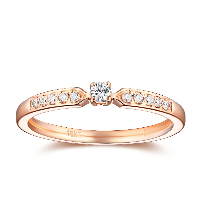 Emerald - Embellished Wedding Bands for a Pop of ColorRose Gold Diamond Solitaire Plus Promise Ring - S2012170