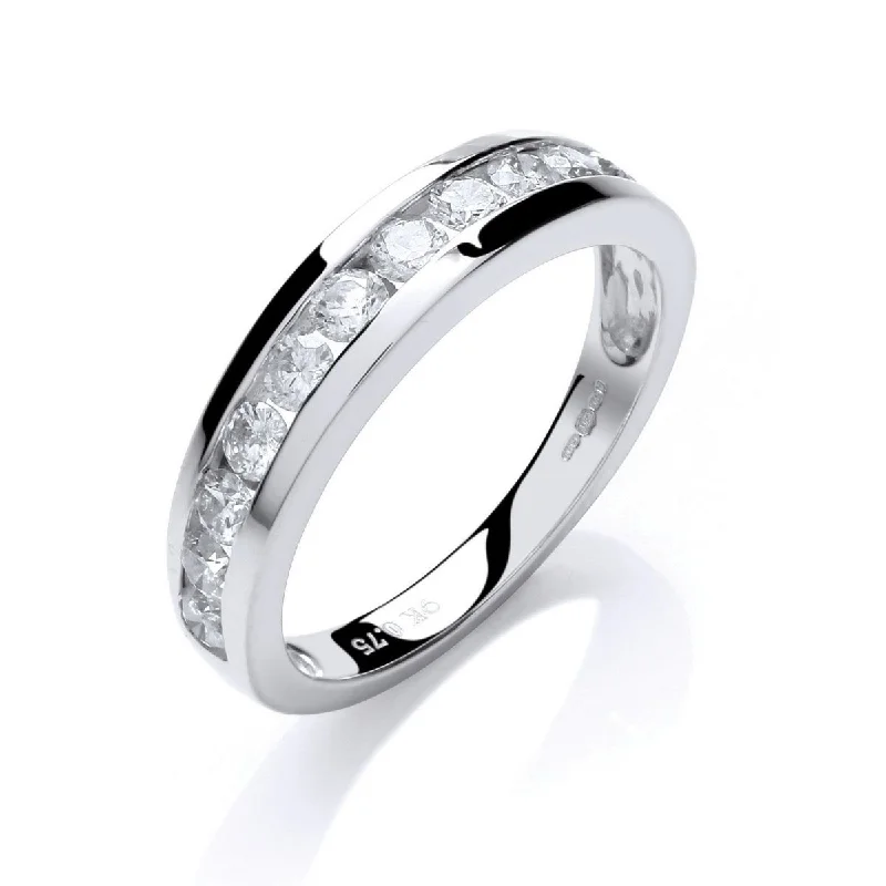 Rose Gold Wedding Bands with Floral - Engraved Sides9ct White Gold 0.75ct Diamond Channel Set Eternity Ring