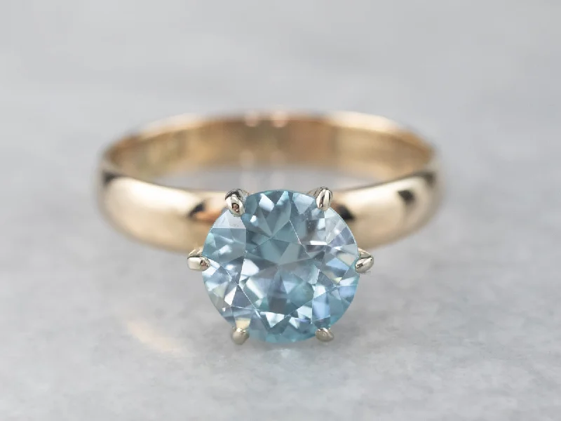 Jade Gemstone Rings with Intricate CarvingsBlue Zircon Two Tone Gold Solitaire Ring