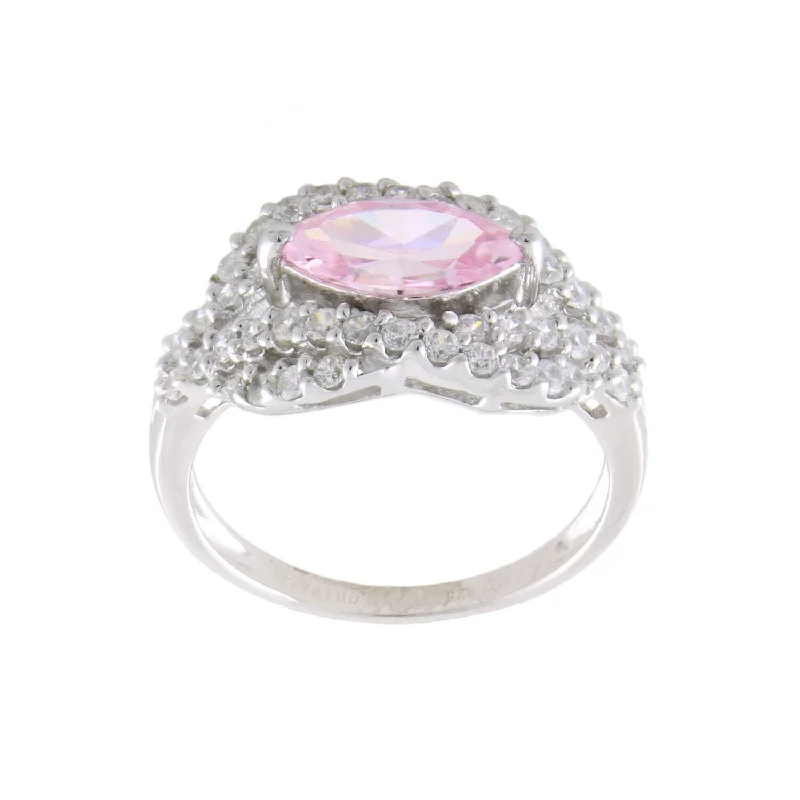 Tourmaline Gemstone Rings in a Multicolor ArraySterling Silver 2 1/5ct Pink and White Cubic Zirconia Cluster Ring