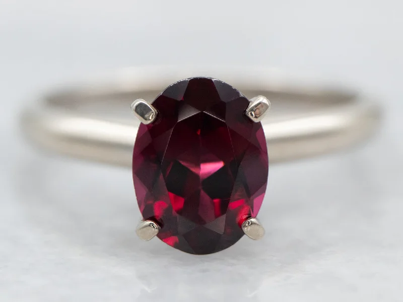 Garnet Gemstone Rings with a Vintage - Style Bezel SettingRhodolite Garnet Solitaire Ring