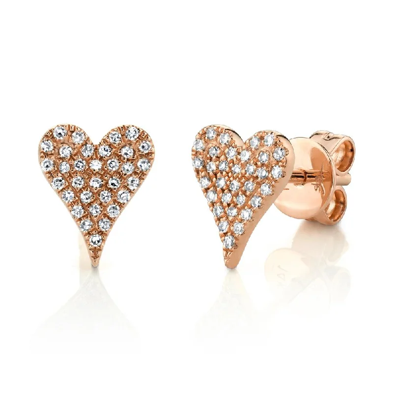 AMOR 0.14 CT. DIAMOND PAVE HEART STUD EARRINGS