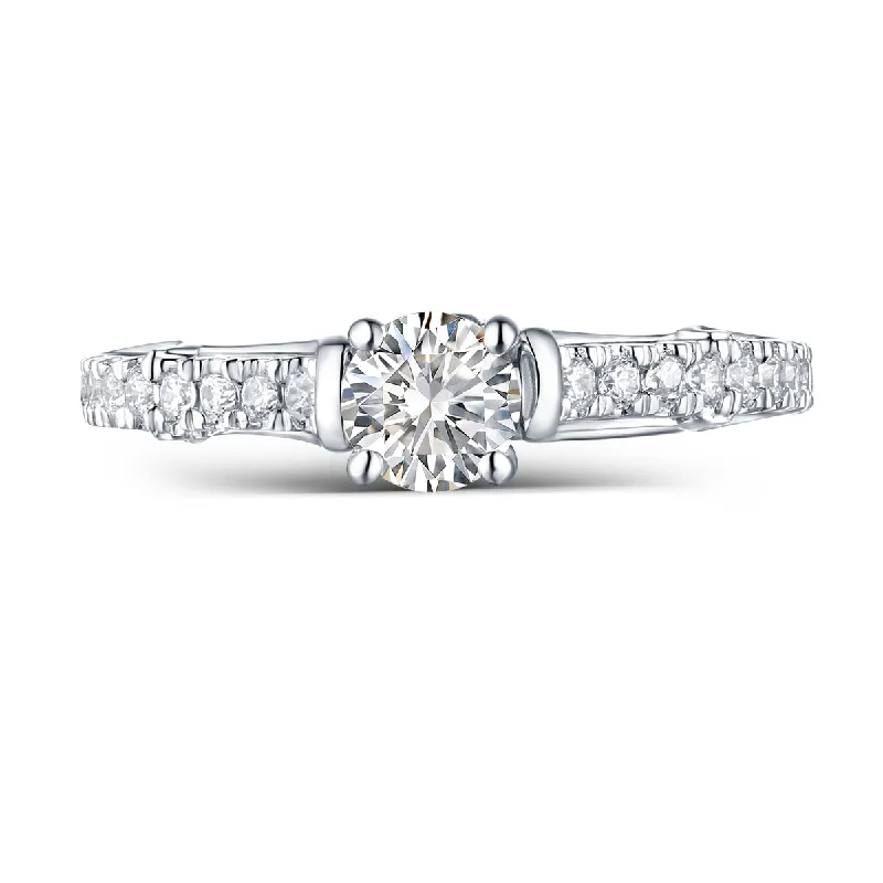 Wedding Bands with Hidden Diamond Halo Under the SettingModern Engagement Ring S2012657A