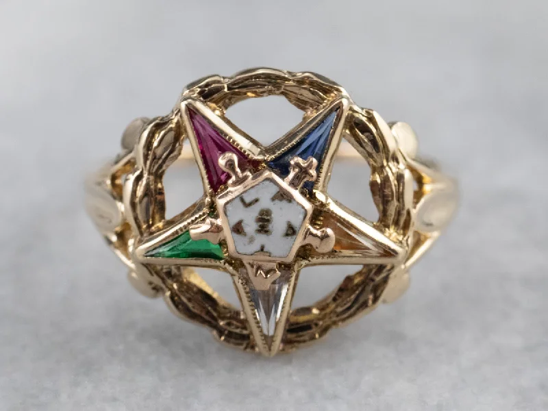 Malachite Gemstone Rings with a Marble - like PatternVintage Gold Order of the Eastern Star Ring