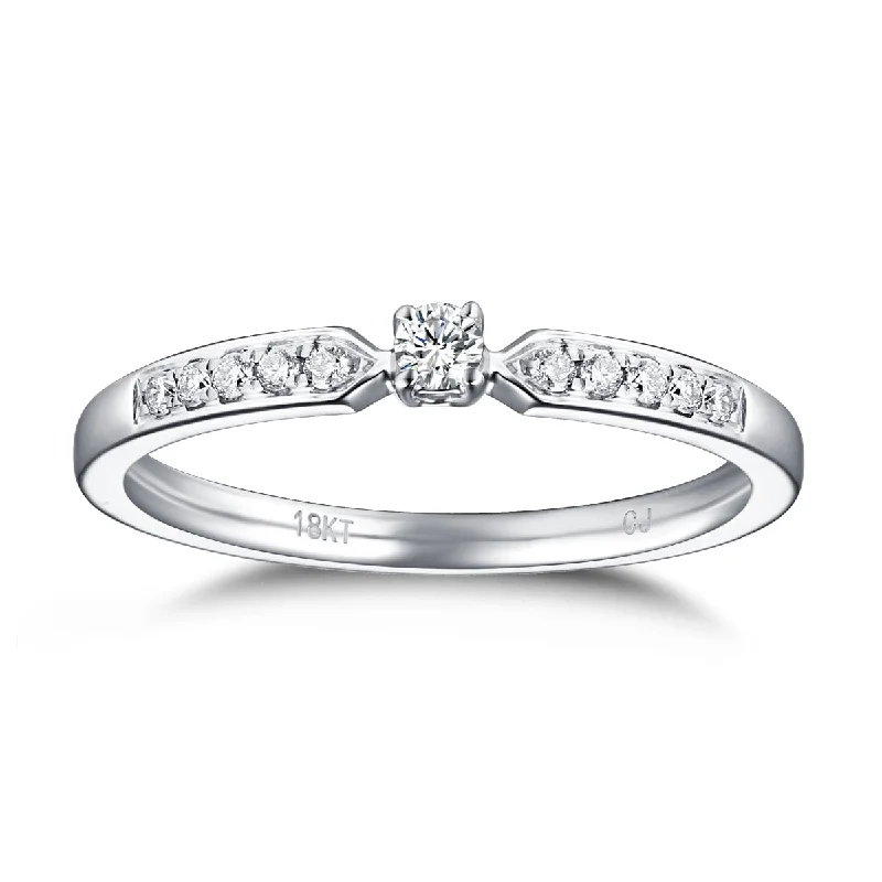 Hand - Forged Silver Wedding Bands with Celtic Knotwork DesignsWhite Gold Diamond Solitaire Plus Promise Ring - S2012170