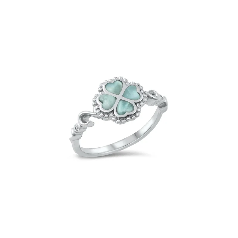 Sapphire Gemstone Rings in a Victorian - Inspired DesignLarimar & Sterling Silver Four Leaf Clover Ring