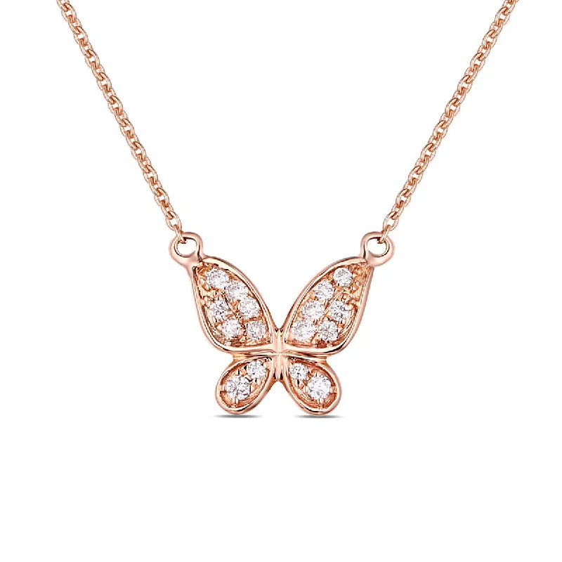 Rose Gold Wedding Bands with Floral - Engraved SidesRose Gold Diamond Butterfly Pendant - S2012136