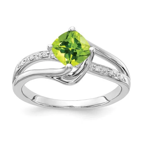 Alexandrite Gemstone Rings with a Chameleon - like Color Change10k White Gold Peridot and Diamond Ring