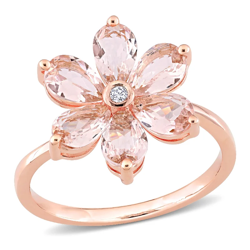 Sapphire Gemstone Rings in a Victorian - Inspired DesignMiadora 10k Rose Pear-cut Morganite and Diamond Accent Floral Ring