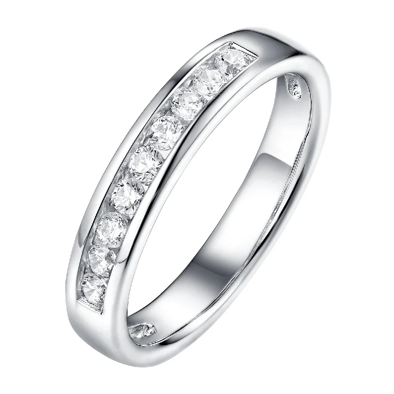 Hand - Forged Silver Wedding Bands with Celtic Knotwork Designs14KT White Gold 9 Diamond Channel Band - S201983B