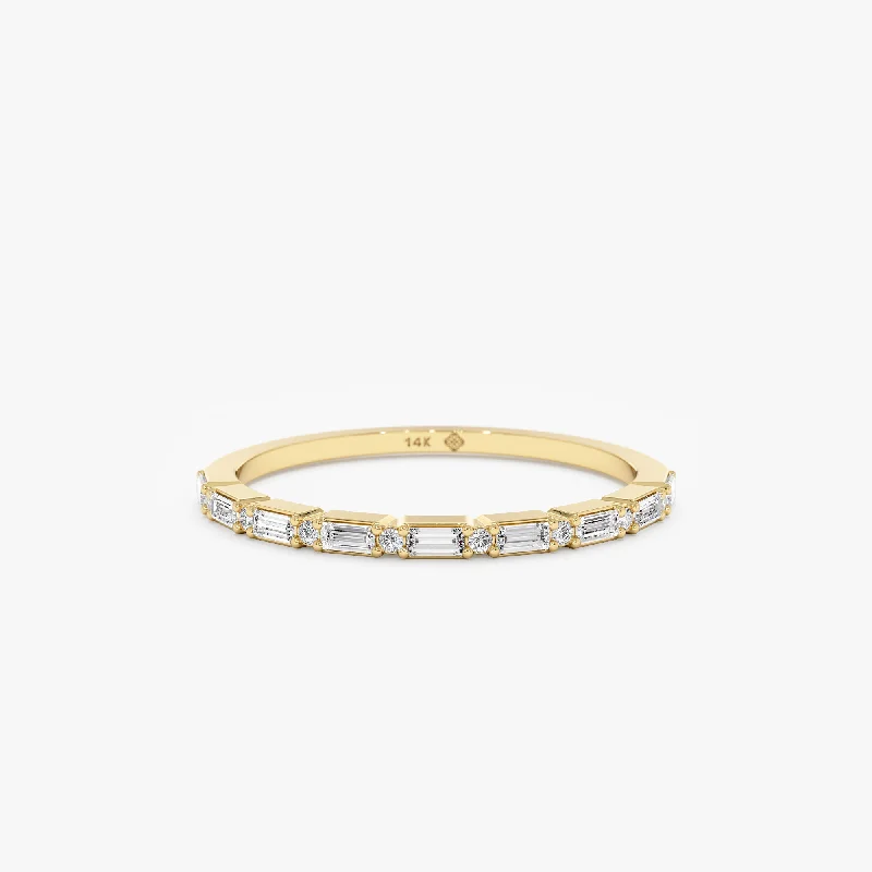 Titanium Wedding Bands with Inlaid Mother - of - Pearl StripesDiamond Dot Dash Half Eternity Ring, Harper