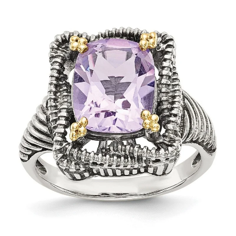 Emerald Gemstone Rings with Diamond - Encrusted HalosCurata 925 Sterling Silver With 14k Pink Amethyst Ring