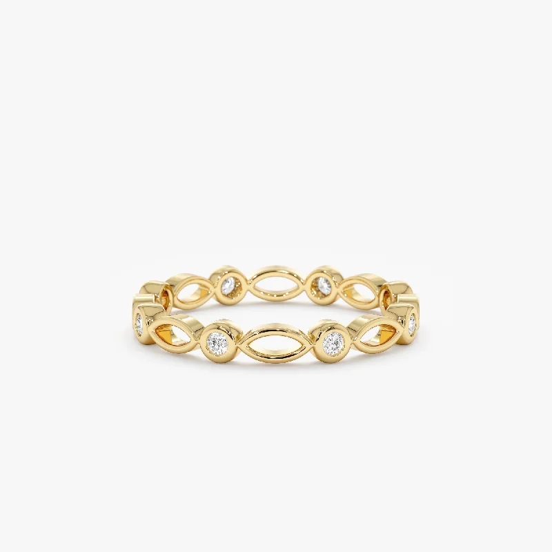 Thin - Band Wedding Bands for a Delicate and Subtle LookDiamond Marquise Shape Eternity Ring, Taelyn