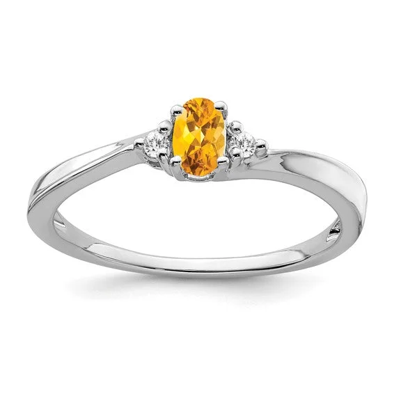 Tourmaline Gemstone Rings in a Multicolor Array14k White Gold Oval 5x3mm Citrine And Diamond Ring