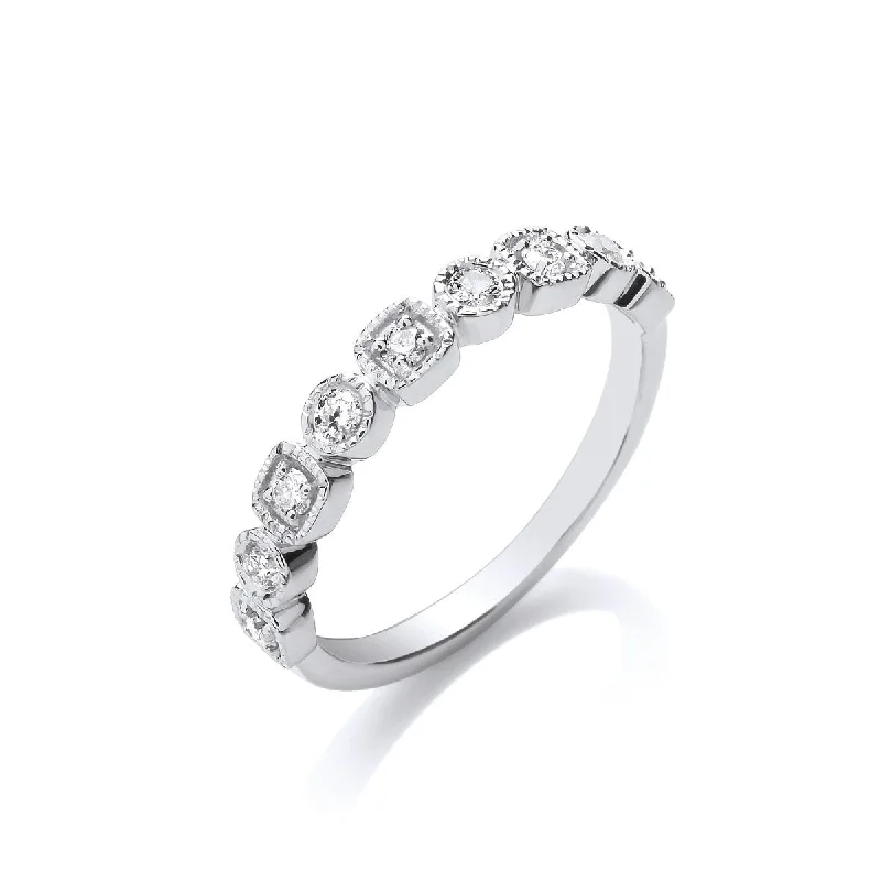 Vintage - Inspired Wedding Bands with Filigree Scrollwork9ct White Gold 0.25ct Diamond Half Eternity Ring