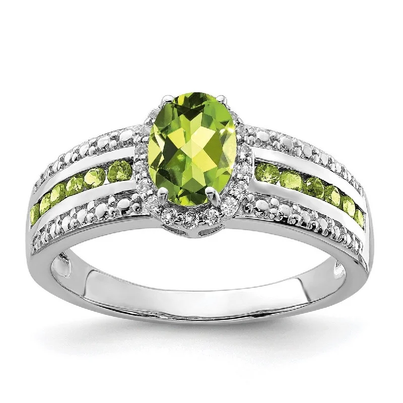 Alexandrite Gemstone Rings with a Chameleon - like Color ChangeCurata 925 Sterling Silver Open back Polished Peridot and White Topaz Ring