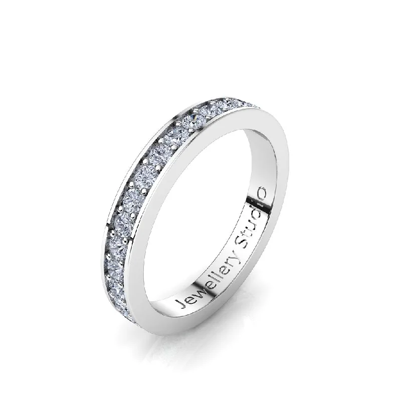 Wedding Bands with Symbolic Infinity Sign CarvingsLadies Eternity Ring with 1.00ct of Pave Diamonds