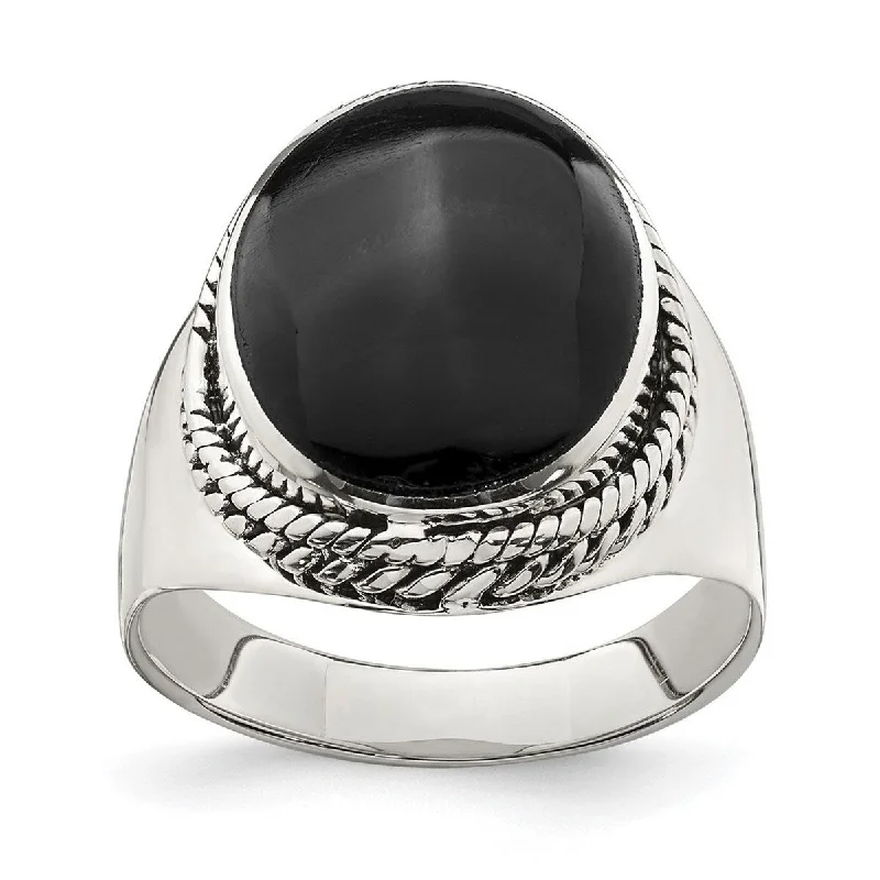 Citrine Gemstone Rings in a Modern Minimalist StyleCurata 925 Sterling Silver Polished Black Simulated Onyx Ring